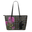 BlackWatch Weathered Tartan Leather Tote Bag Thistle Scotland Maps A91