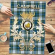 Campbell Dress Ancient Clan Name Crest Tartan Thistle Scotland Jigsaw Puzzle K32