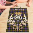Carnegie Ancient Clan Name Crest Tartan Thistle Scotland Jigsaw Puzzle K32