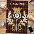 Carnegie Modern Clan Name Crest Tartan Thistle Scotland Jigsaw Puzzle K32