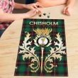 Chisholm Hunting Ancient Clan Name Crest Tartan Thistle Scotland Jigsaw Puzzle K32