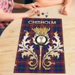 Chisholm Hunting Modern Clan Name Crest Tartan Thistle Scotland Jigsaw Puzzle K32