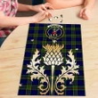 Colquhoun Modern Clan Crest Tartan Thistle Gold Jigsaw Puzzle K32