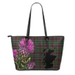 Crosbie Tartan Leather Tote Bag Thistle Scotland Maps A91