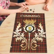 Cumming Hunting Weathered Clan Name Crest Tartan Thistle Scotland Jigsaw Puzzle K32