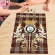Cunningham Burgundy Dancers Clan Name Crest Tartan Thistle Scotland Jigsaw Puzzle K32