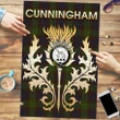 Cunningham Hunting Modern Clan Name Crest Tartan Thistle Scotland Jigsaw Puzzle K32