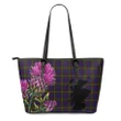 Durie Tartan Leather Tote Bag Thistle Scotland Maps A91