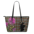 Fergusson Weathered Tartan Leather Tote Bag Thistle Scotland Maps A91