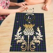 Fletcher Modern Clan Crest Tartan Thistle Gold Jigsaw Puzzle K32
