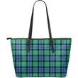 Flower Of Scotland Tartan Leather Tote Bag (Large) A9