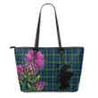 Forbes Ancient Tartan Leather Tote Bag Thistle Scotland Maps A91