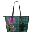 Forsyth Ancient Tartan Leather Tote Bag Thistle Scotland Maps A91