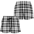Scott Black White Modern Crest Tartan Shorts For Women K7