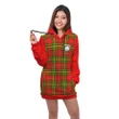 Hoodie Dress - Leask Crest Tartan Hooded Dress Sleeve Color