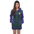 Hoodie Dress - Strachan Crest Tartan Hooded Dress Sleeve Color