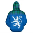 Tartan All Over Hoodie - Lion Flower Of Scotland - BN