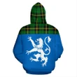 Tartan All Over Hoodie - Lion Wallace Hunting - Green - BN
