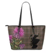 Kennedy Weathered Tartan Leather Tote Bag Thistle Scotland Maps A91