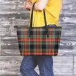 Stewart Black Tartan Leather Tote Bag (Large) | Over 500 Tartans | Special Custom Design