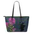 Sinclair Hunting Modern Tartan Leather Tote Bag Thistle Scotland Maps A91
