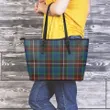 Fraser Hunting Ancient Tartan Leather Tote Bag (Large) | Over 500 Tartans | Special Custom Design