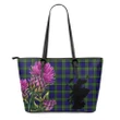 Newlands of Lauriston Tartan Leather Tote Bag Thistle Scotland Maps A91