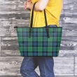 Graham of Menteith Ancient Tartan Leather Tote Bag (Large) | Over 500 Tartans | Special Custom Design