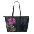 Russell Modern Tartan Leather Tote Bag Thistle Scotland Maps A91