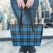 Ramsay Blue Ancient Tartan Leather Tote Bag (Small) | Over 500 Tartans | Special Custom Design