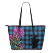 Home Ancient Tartan Leather Tote Bag Thistle Scotland Maps A91