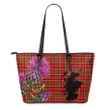 Hepburn Tartan Leather Tote Bag Thistle Scotland Maps A91