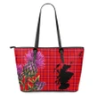 Rose Modern Tartan Leather Tote Bag Thistle Scotland Maps A91