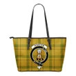 Houston Tartan Clan Badge Leather Tote Bag (Small) | Over 300 Clans And 500 Tartans | Special Custom Design