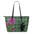 MacDonald Lord of the Isles Hunting Tartan Leather Tote Bag Thistle Scotland Maps A91