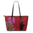 Murray of Tulloch Modern Tartan Leather Tote Bag Thistle Scotland Maps A91