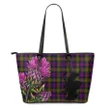 MacDonnell of Glengarry Modern Tartan Leather Tote Bag Thistle Scotland Maps A91