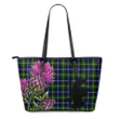 MacNeill of Barra Ancient Tartan Leather Tote Bag Thistle Scotland Maps A91