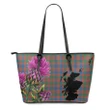 MacIntyre Ancient Tartan Leather Tote Bag Thistle Scotland Maps A91
