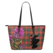 Stewart of Appin Ancient Tartan Leather Tote Bag Thistle Scotland Maps A91