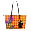 MacLeod of Raasay Tartan Leather Tote Bag Thistle Scotland Maps A91