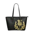 Urquhart Modern Tartan - Thistle Royal Leather Tote Bag