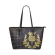 Kinnaird Tartan - Thistle Royal Leather Tote Bag
