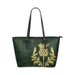 Newlands Of Lauriston Tartan - Thistle Royal Leather Tote Bag