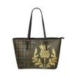 Stirling & Bannockburn District Tartan - Thistle Royal Leather Tote Bag