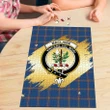 MacLaine of Loch Buie Hunting Ancient Clan Crest Tartan Jigsaw Puzzle Gold