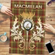MacMillan Old Weathered Clan Name Crest Tartan Thistle Scotland Jigsaw Puzzle