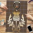 MacIntyre Hunting Weathered Clan Crest Tartan Thistle Gold Jigsaw Puzzle
