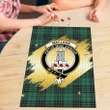 MacLean Hunting Ancient Clan Crest Tartan Jigsaw Puzzle Gold