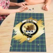 Leslie Hunting Ancient Clan Crest Tartan Jigsaw Puzzle Gold